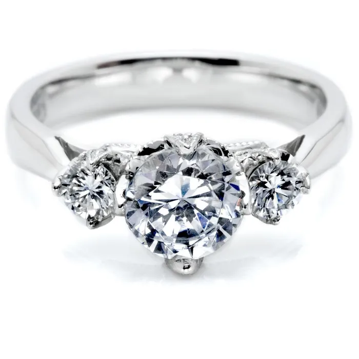 130 Ct Three Stone Round Natural Earth Mined Diamond Wedding Ring 14K White Gold GB Rings 130 Ct Three Stone Round Natural Earth Mined Diamond Wedding Ring 14K White Gold GB Rings