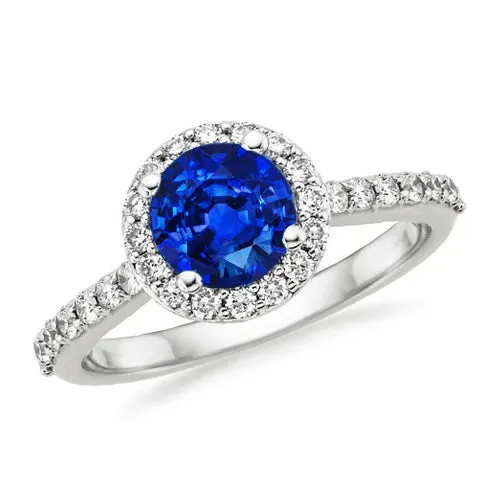 180 Ct Round Sri Lanka Sapphire Ring Halo Natural Earth Mined Diamond White Gold GB Rings 180 Ct Round Sri Lanka Sapphire Ring Halo Natural Earth Mined Diamond White Gold GB Rings