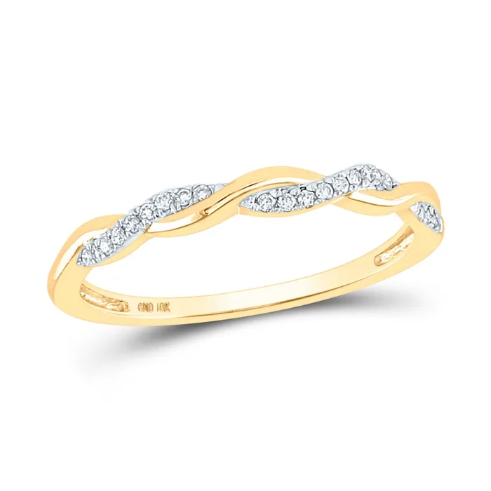 10Kt Yellow Gold Womens Round Diamond Twist Stackable Band Ring 112 Cttw S7 GND Rings