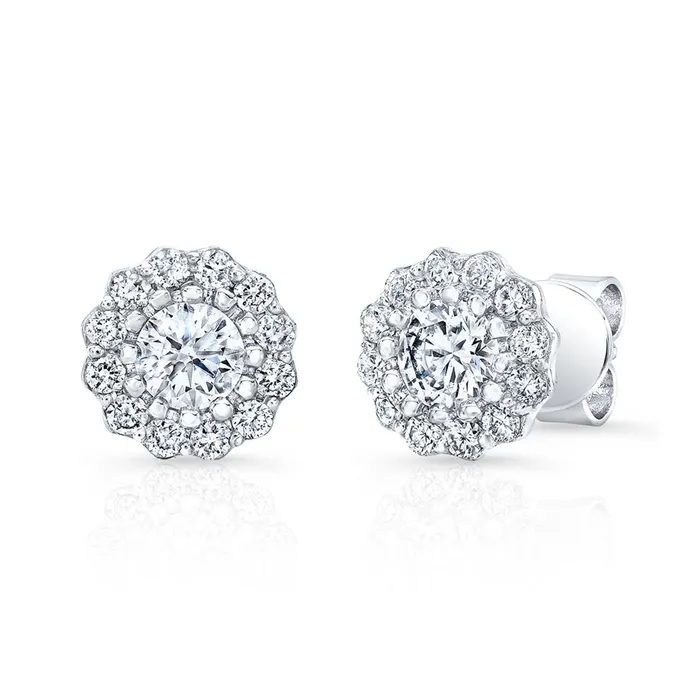224 Carats Prong Set Brilliant Natural Earth Mined Diamonds Studs Halo Earring White Gold GB Earrings 224 Carats Prong Set Brilliant Natural Earth Mined Diamonds Studs Halo Earring White Gold GB Earrings