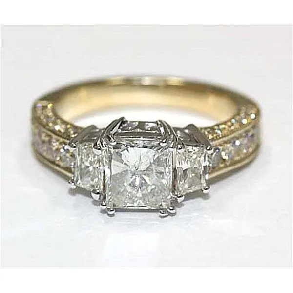 275 Carat Three Stone Natural Earth Mined Diamond Ring With Accents Two Tone 14K GB Rings 275 Carat Three Stone Natural Earth Mined Diamond Ring With Accents Two Tone 14K GB Rings