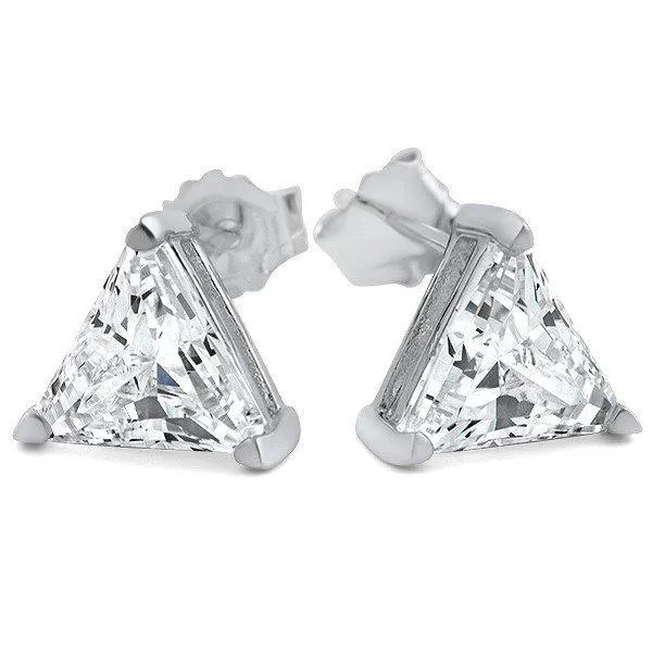 2 Carats Triangle Cut Natural Earth Mined Diamond Stud Earring Solid White Gold GB Earrings 2 Carats Triangle Cut Natural Earth Mined Diamond Stud Earring Solid White Gold GB Earrings