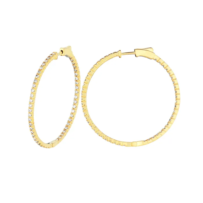 2 Pointer Hoop EarringsPatented Snap Lock 2 Carats 14K Yellow Natural Earth Mined Diamond GB Earrings 2 Pointer Hoop EarringsPatented Snap Lock 2 Carats 14K Yellow Natural Earth Mined Diamond GB Earrings