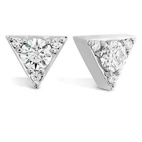 310 Ct Round Cut Natural Earth Mined Diamonds Triangle Shaped Stud Earrings White Gold GB Earrings