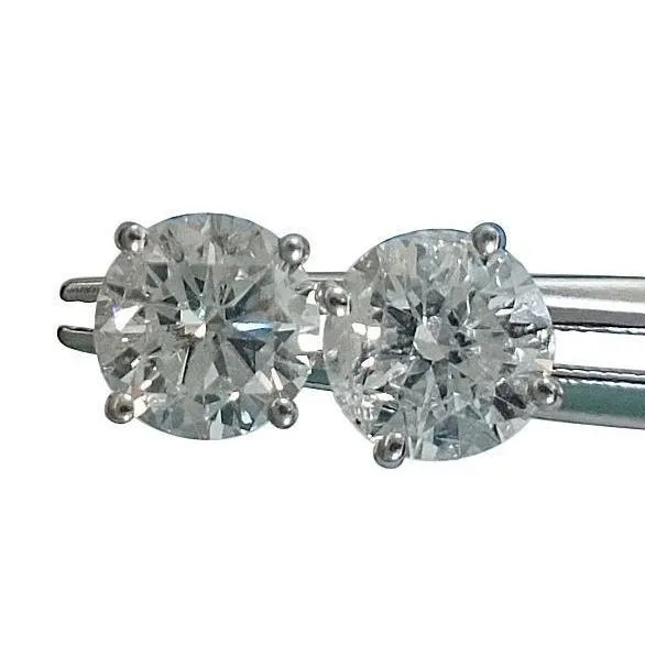 3 Carats Natural Earth Mined Diamond Pair Round Stud Solitaire Earrings White Gold GB Earrings 3 Carats Natural Earth Mined Diamond Pair Round Stud Solitaire Earrings White Gold GB Earrings