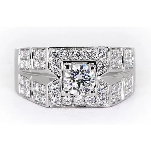 3 Carats Round Natural Earth Mined Diamond Anniversary Mens Ring White Gold 14K GB Rings 3 Carats Round Natural Earth Mined Diamond Anniversary Mens Ring White Gold 14K GB Rings