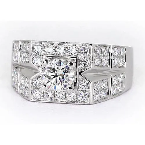 3 Carats Round Natural Earth Mined Diamond Anniversary Mens Ring White Gold 14K GB Rings 3 Carats Round Natural Earth Mined Diamond Anniversary Mens Ring White Gold 14K GB Rings