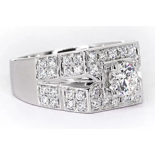 3 Carats Round Natural Earth Mined Diamond Anniversary Mens Ring White Gold 14K GB Rings 3 Carats Round Natural Earth Mined Diamond Anniversary Mens Ring White Gold 14K GB Rings