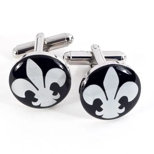 Bey Berk Rings Bey Berk Rhodium Plated Round Fleur De Lis Design Cufflinks Bey Berk Rings Bey Berk Rhodium Plated Round Fleur De Lis Design Cufflinks