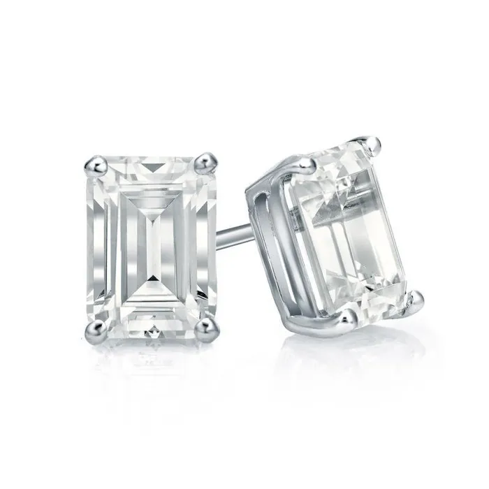 Big Emerald Cut Natural Earth Mined Diamond 5 Ct Stud Earrings White Gold 14K Prong Set GB Earrings Big Emerald Cut Natural Earth Mined Diamond 5 Ct Stud Earrings White Gold 14K Prong Set GB Earrings