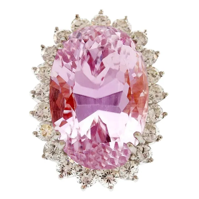Big Oval Cut Pink Kunzite Natural Earth Mined Diamond Lady Ring White Gold 4150 Ct GB Rings Big Oval Cut Pink Kunzite Natural Earth Mined Diamond Lady Ring White Gold 4150 Ct GB Rings