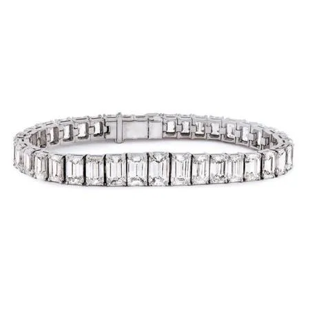 Bracelets 14 Ct Emerald Cut Natural Earth Mined Diamond Tennis Bracelet White Gold Jewelry GB Bracelets 14 Ct Emerald Cut Natural Earth Mined Diamond Tennis Bracelet White Gold Jewelry GB