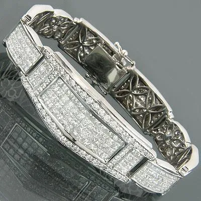 Bracelets GB 1650 Carats Princess And Round Cut Natural Earth Mined Diamond Mens Bracelet Bracelets GB 1650 Carats Princess And Round Cut Natural Earth Mined Diamond Mens Bracelet