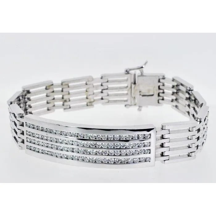 Bracelets GB 775 Carats Round Cut Genuine Natural Earth Mined Diamond Men Bracelet White Gold Fine Jewelry