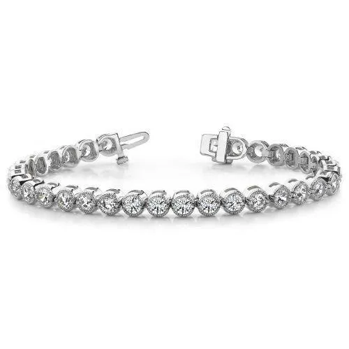 Bracelets GB 8 Carat Round Bezel Natural Earth Mined Diamond Bracelet White Gold Jewelry Bracelets GB 8 Carat Round Bezel Natural Earth Mined Diamond Bracelet White Gold Jewelry