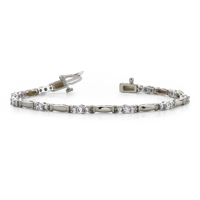 Bracelets GB Prong Set Ladies Round Cut Real Natural Earth Mined Diamond Tennis Bracelet White Gold 4 Ct Bracelets GB Prong Set Ladies Round Cut Real Natural Earth Mined Diamond Tennis Bracelet White Gold 4 Ct