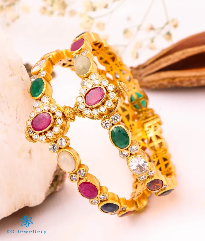 Bracelets Silversmith The Harini Silver Navratna BraceletSize 22242628