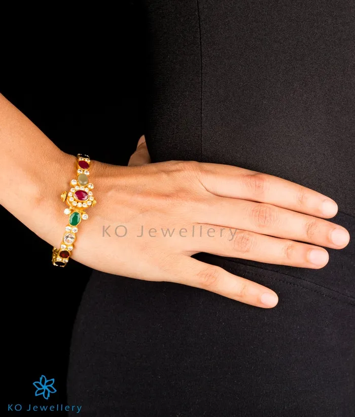 Bracelets Silversmith The Harini Silver Navratna BraceletSize 22242628