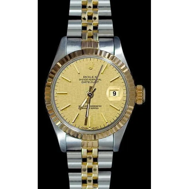 Champagne Stick Dial Datejust Women Watch Rolex Ss Gold Jubilee GB Watches