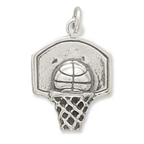 Charm Necklaces MMA Oxidized Basketball Hoop Charm MMA