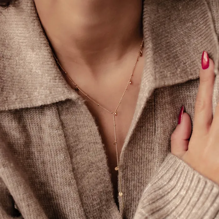 Coin Y Lariat Necklace Waterproof Hey Happiness Necklaces Coin Y Lariat Necklace Waterproof Hey Happiness Necklaces