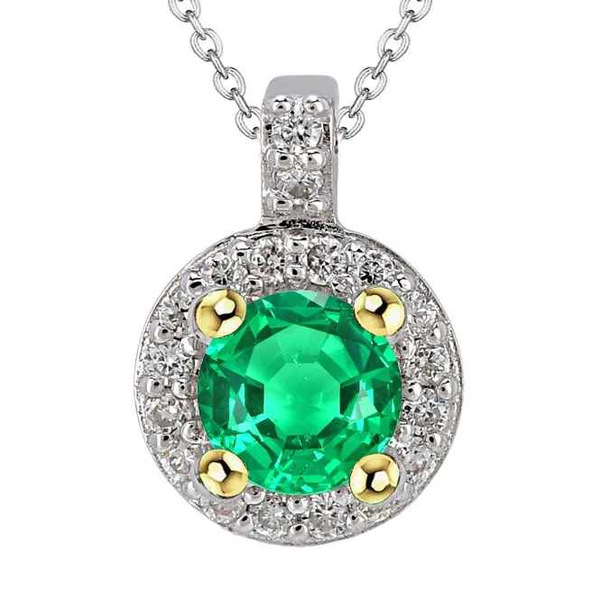 Dainty Green Emerald Halo Pendant Necklace Round Cut HarryChadEntcom Necklaces Dainty Green Emerald Halo Pendant Necklace Round Cut HarryChadEntcom Necklaces