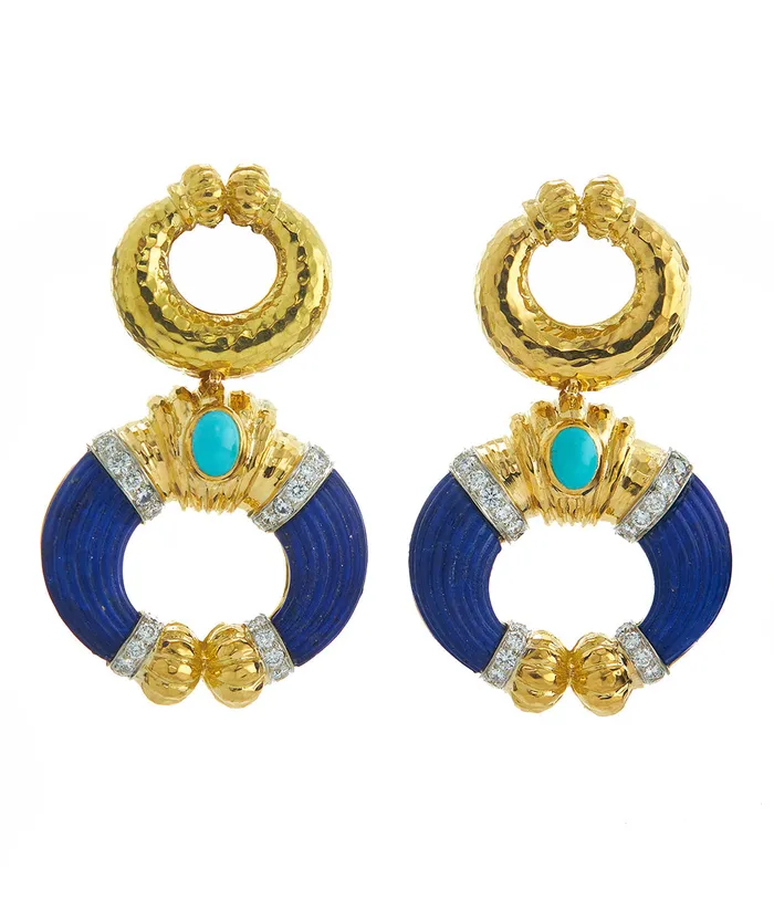 David Webb Earrings Celtic Crescent Earrings Lapis