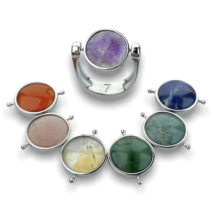 Deluxe Crystal Chakra 7 in 1 Fidget Ring Gift Set MyCONQUERing Rings