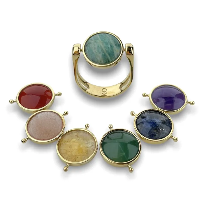 Deluxe Crystal Chakra 7 in 1 Fidget Ring Gift Set MyCONQUERing Rings