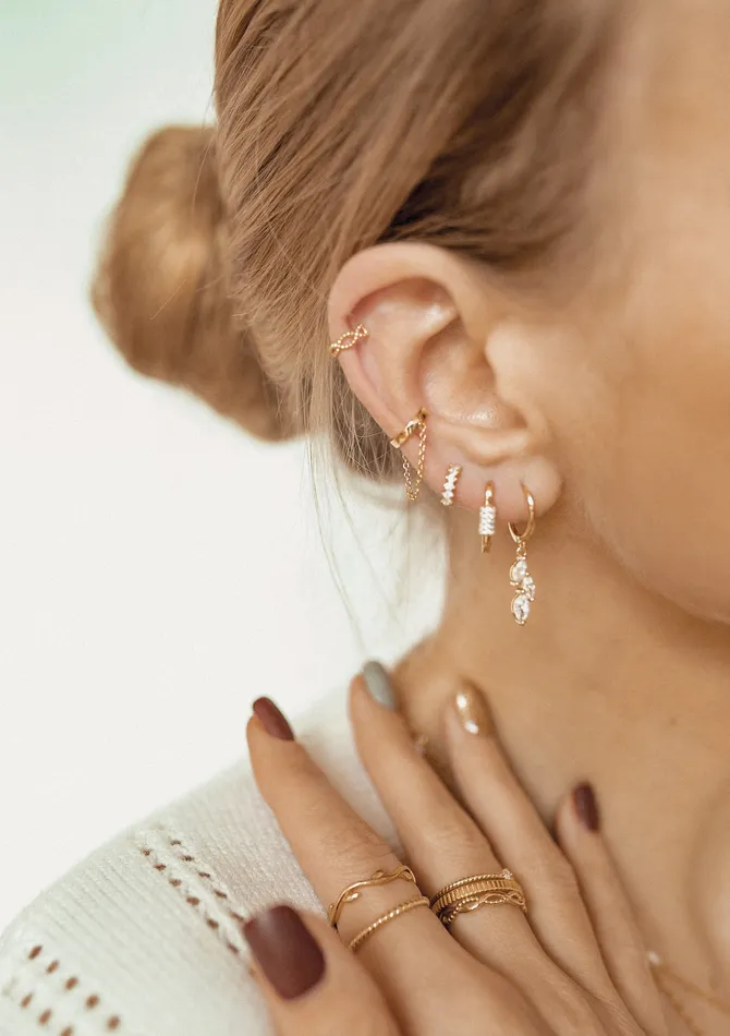 Double Helix Ear Cuff Sterling Silver Gold Hey Happiness Earrings Double Helix Ear Cuff Sterling Silver Gold Hey Happiness Earrings
