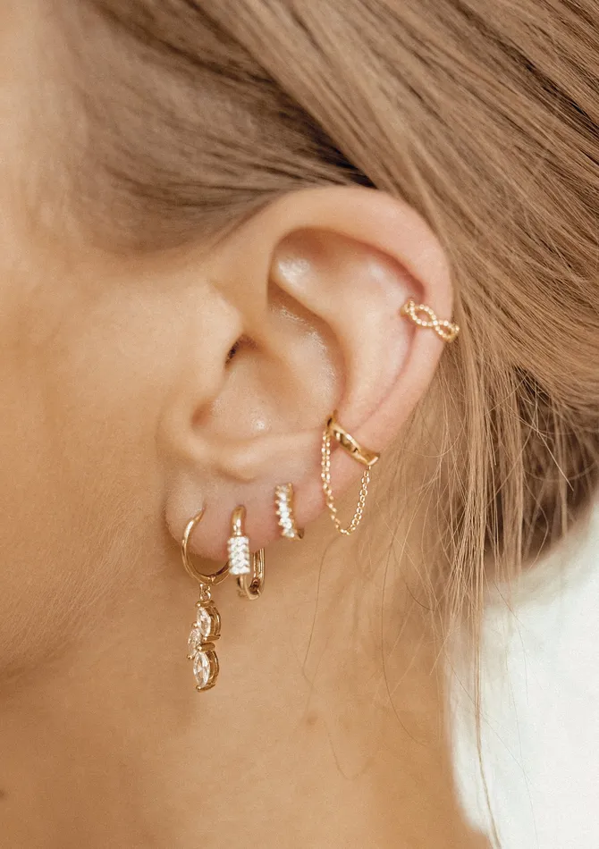 Double Helix Ear Cuff Sterling Silver Gold Hey Happiness Earrings Double Helix Ear Cuff Sterling Silver Gold Hey Happiness Earrings
