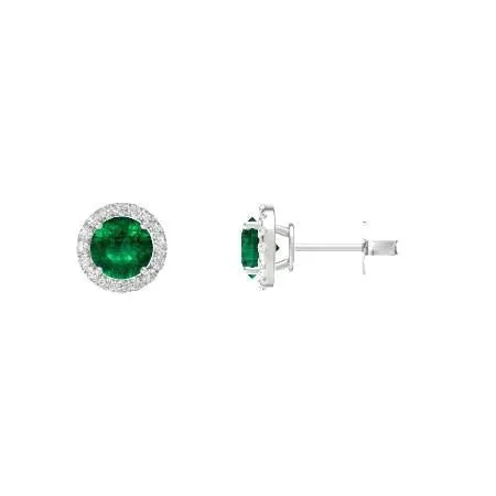 Earrings 380 Carats Round Cut Green Emerald And Natural Earth Mined Diamonds Stud Halo Earrings GB Earrings 380 Carats Round Cut Green Emerald And Natural Earth Mined Diamonds Stud Halo Earrings GB
