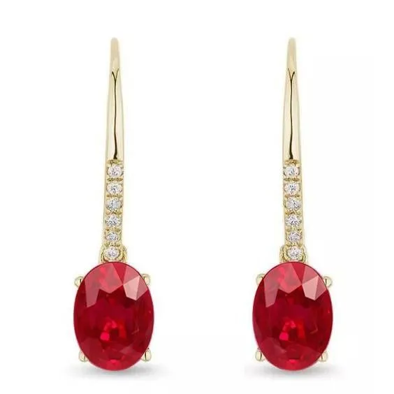 Earrings 860 Ct Ruby With Natural Earth Mined Diamonds Dangle Earrings Yellow Gold 14K GB Earrings 860 Ct Ruby With Natural Earth Mined Diamonds Dangle Earrings Yellow Gold 14K GB