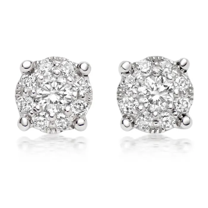 Earrings GB 2 Ct Round Brilliant Cut Studs Halo Natural Earth Mined Diamond Lady Earring Earrings GB 2 Ct Round Brilliant Cut Studs Halo Natural Earth Mined Diamond Lady Earring