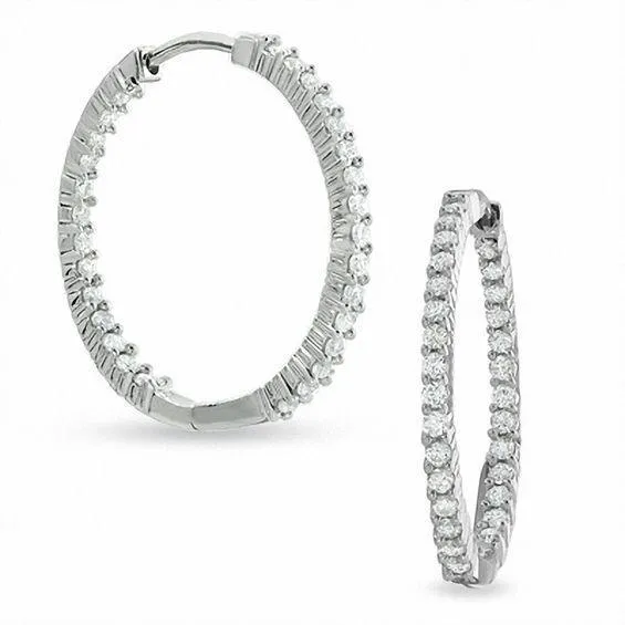 Earrings GB 3 Carats Women Hoop Earrings Sparkling Natural Earth Mined Diamonds White Gold Earrings GB 3 Carats Women Hoop Earrings Sparkling Natural Earth Mined Diamonds White Gold