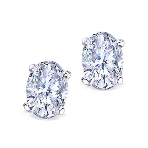 Earrings GB Oval Cut Natural Earth Mined Diamond F Vs1 Stud Earring 150 Carat White Gold 14K