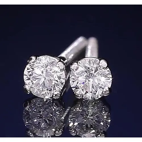 Earrings GB Stud Earring 120 Carats Round Natural Earth Mined Diamond Four Prong White Gold 14K Earrings GB Stud Earring 120 Carats Round Natural Earth Mined Diamond Four Prong White Gold 14K