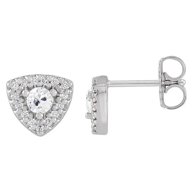 Earrings Halo Natural Earth Mined Diamond Stud Old Cut Earrings 450 Carats Triangle Shaped Jewelry HarryChadEntcom