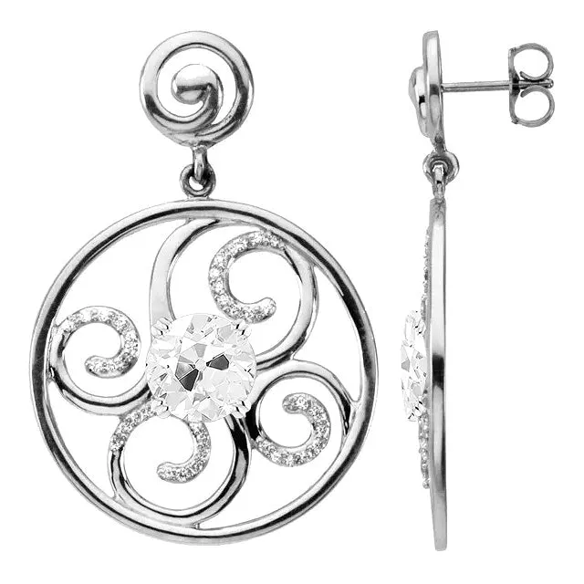 Earrings HarryChadEntcom Circle Drop Natural Diamond Earrings 225 Ct Old Miner Jewelry
