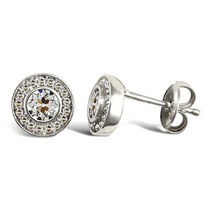 Earrings HarryChadEntcom Genuine Diamond Halo Round Old Mine Cut Stud Earrings Bezel Set 4 Carats Earrings HarryChadEntcom Genuine Diamond Halo Round Old Mine Cut Stud Earrings Bezel Set 4 Carats