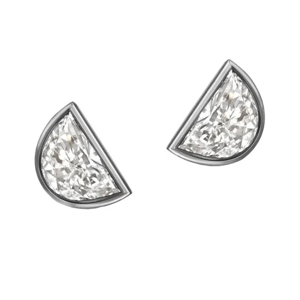 Earrings HarryChadEntcom Half Moon Mined Diamond Stud Earrings White Gold Bezel Set 2 Carats Earrings HarryChadEntcom Half Moon Mined Diamond Stud Earrings White Gold Bezel Set 2 Carats