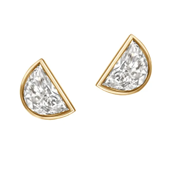 Earrings HarryChadEntcom Half Moon Mined Diamond Stud Earrings White Gold Bezel Set 2 Carats Earrings HarryChadEntcom Half Moon Mined Diamond Stud Earrings White Gold Bezel Set 2 Carats