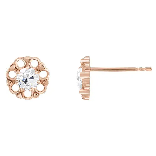 Earrings HarryChadEntcom Rose Gold Genuine Diamond Stud 2 Ct Solitaire Old Miner Earrings