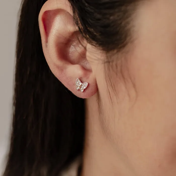Earrings Hey Happiness Butterfly Stud Earring Sterling Silver Earrings Hey Happiness Butterfly Stud Earring Sterling Silver