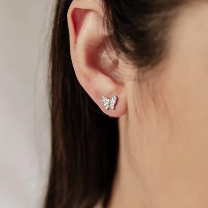 Earrings Hey Happiness Butterfly Stud Earring Sterling Silver Earrings Hey Happiness Butterfly Stud Earring Sterling Silver
