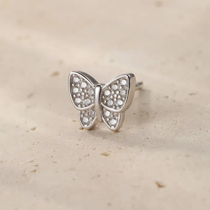 Earrings Hey Happiness Butterfly Stud Earring Sterling Silver Earrings Hey Happiness Butterfly Stud Earring Sterling Silver