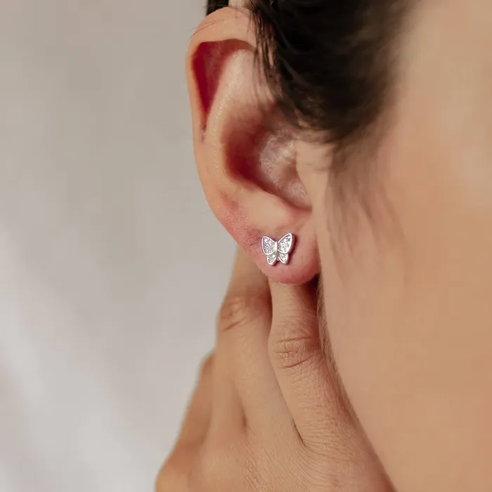 Earrings Hey Happiness Butterfly Stud Earring Sterling Silver Earrings Hey Happiness Butterfly Stud Earring Sterling Silver