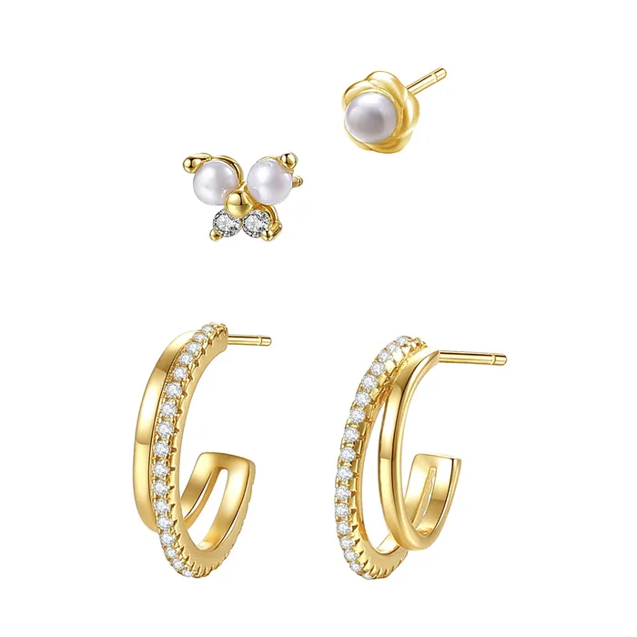 Earrings Hey Happiness Gemstone Pearl Earrings Set Sterling Silver