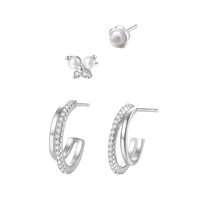 Earrings Hey Happiness Gemstone Pearl Earrings Set Sterling Silver