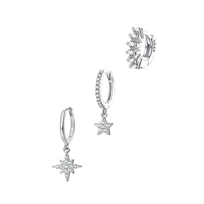 Earrings Hey Happiness Star Stacking Earrings Set Sterling Silver